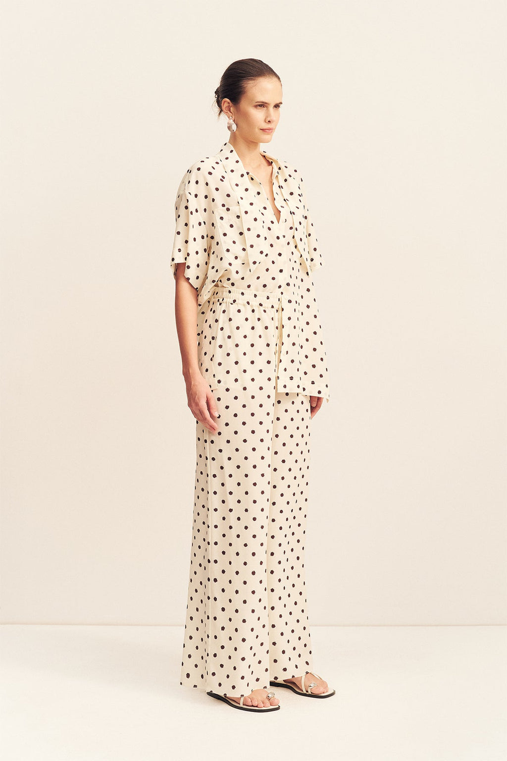 HOUSTON SHEER SHIRT WITH TIE - BLANC POLKA（Tops）