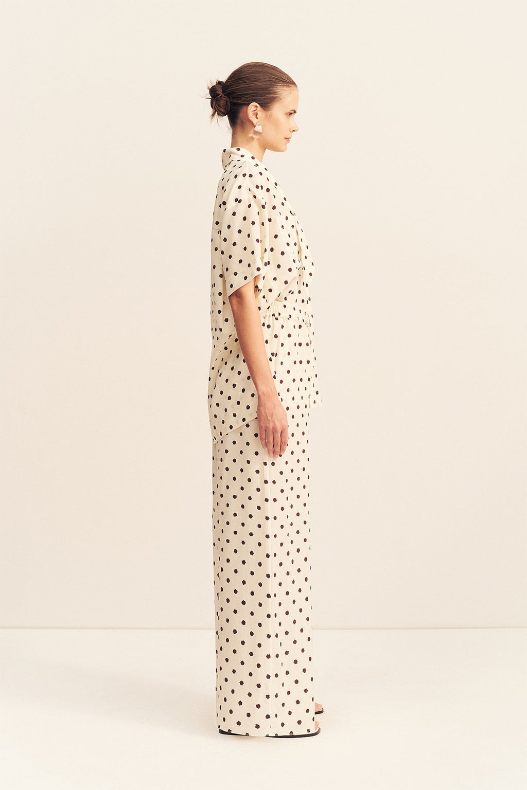 HOUSTON SHEER SHIRT WITH TIE - BLANC POLKA（Tops）