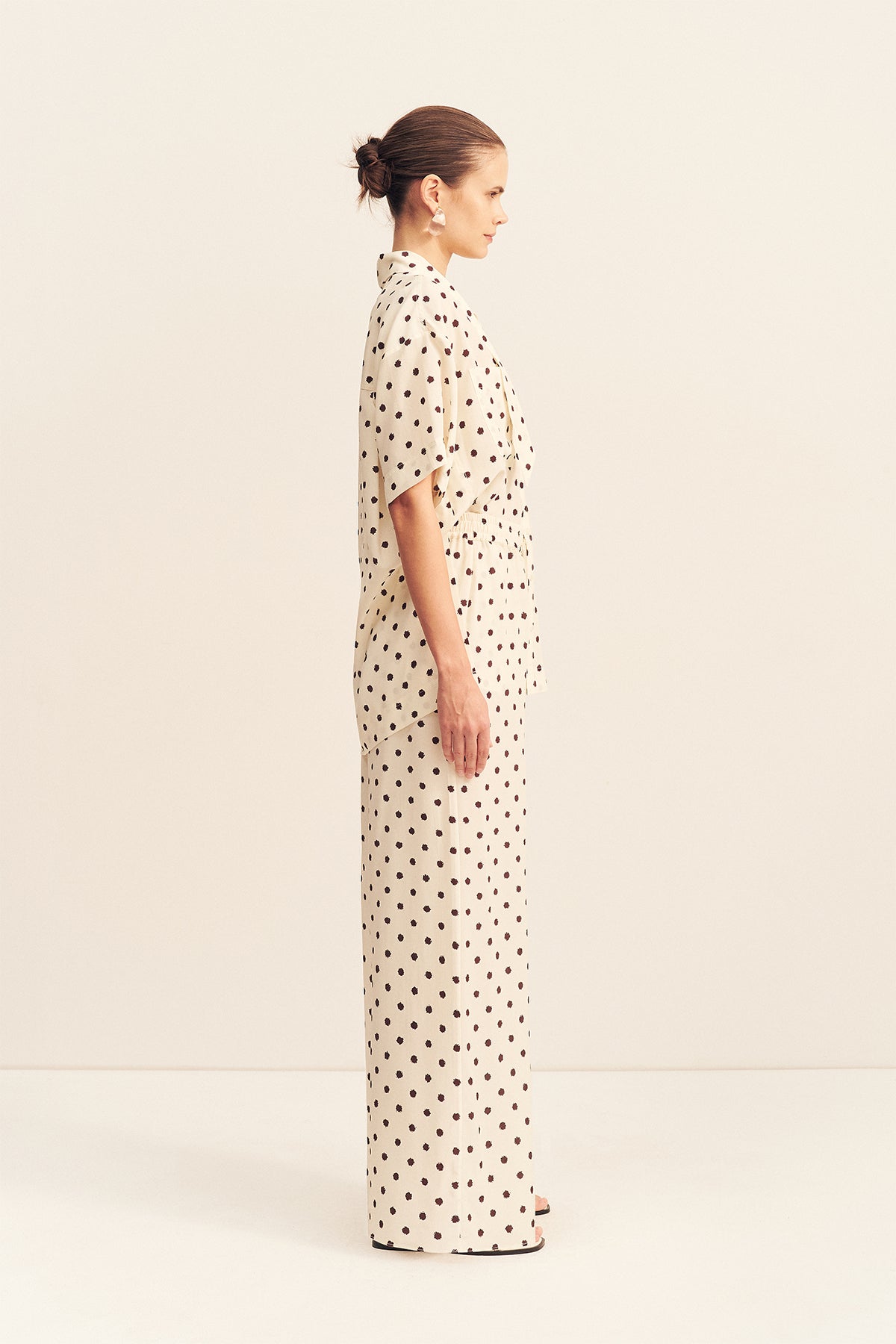 HOUSTON SHEER SHIRT WITH TIE - BLANC POLKA（Tops）